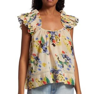EUC The Great Dove Flutter-Sleeve Top ~ Bright Grove Floral. Size 3